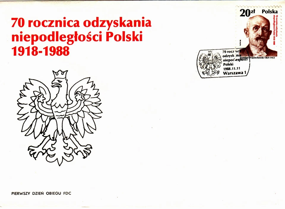 Polonia FDC 1988 Patriotas polacos; ¡Juego de 8 cubiertas! Foto 2 de 4