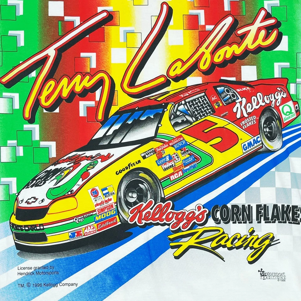 CAMISETA DE COLECCIÓN RARA NASCAR TERRY LABONTE KELLOGG’S RACING ESTAMPADA PARA HOMBRE GRANDE Foto 4 de 4