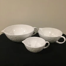 The GG Collection Etched White Floral Batter Bowls Gracious Goods (Set Of 3)