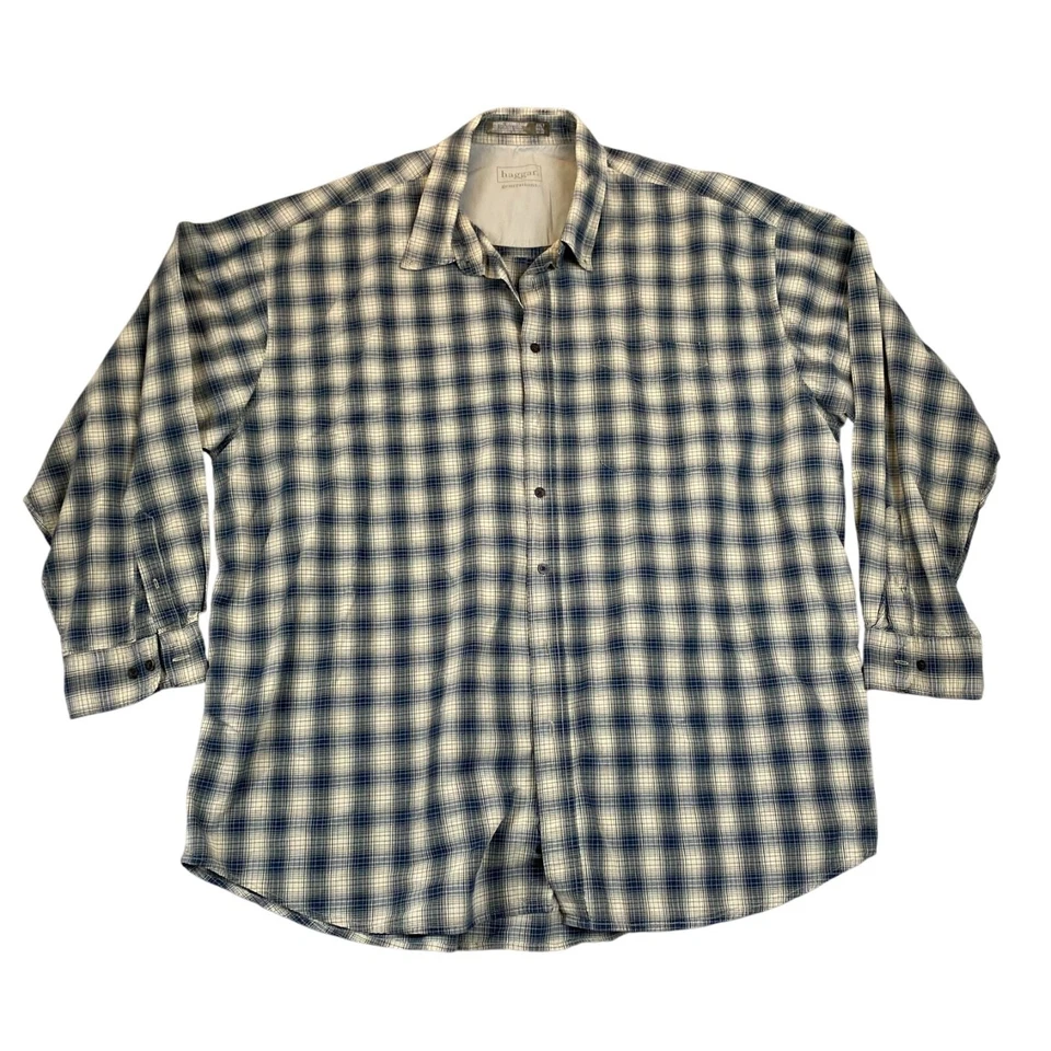 Haggar Mens Plaid Button-Down Shirts 3XLT 100% Cotton Blue & Green Lot Of 2 - Image 2 of 4