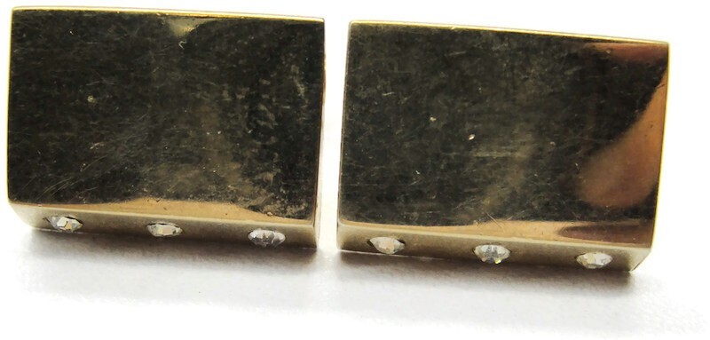 Swank Cufflinks Gold-Tone Rectangular Rhinestone … - image 4