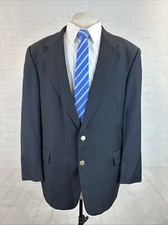 Jack Victor Men  s Blazer 42R Black 100 Wool Solid Made in Canada Two Buttons