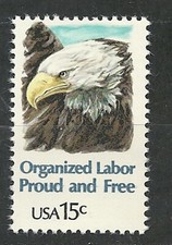 US SC # 1831 Organized Labor. American Bald Eagle. MNH. OG. VF