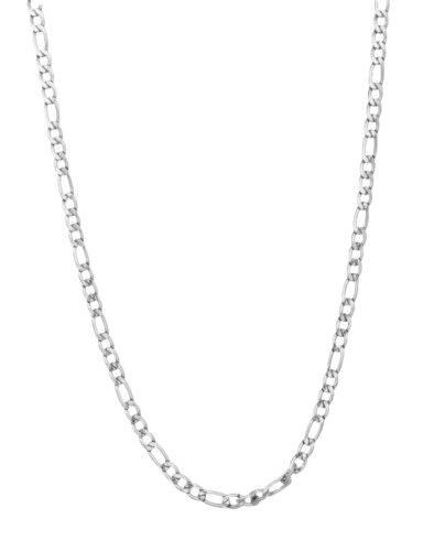 Silver Stainless Steel Figaro Chain Necklace 5mm Width - FIGARO Silver Necklace - Picture 1 of 2