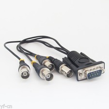 1set Black D-Sub 9pin 2 Row Male DE9 RS-232 to 4 BNC Female Video Adapter Cable