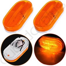 2x Oblong Amber Oval Led Side Marker Lights Clearance Lamp Trailer Camper Truck