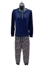 Splendid Waffle Mixed Puff Sleeve Top and Jogger Lounge Set Navy