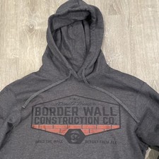 President Donald Trump MAGA HOODIE Border Wall Graphics Funny Mens Large