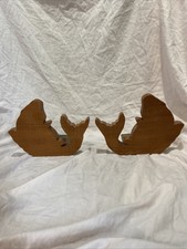 handmade wood koi fish bookends 