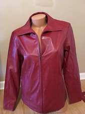 Cato's Faux Leather Moto Jacket Women's Size M Red Euc Worn Once