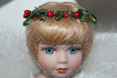 Christmas Angel Doll by ROMAN INC 14'' TALL WITH BEAUTIFUL WHITE DRESS 74107