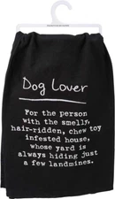 Dog Lover | Black & White Embroidered Dish Towel | Primitives by Kathy