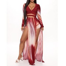 NWT Fashion Nova Girl On Fire Burgundy Maxi Dress