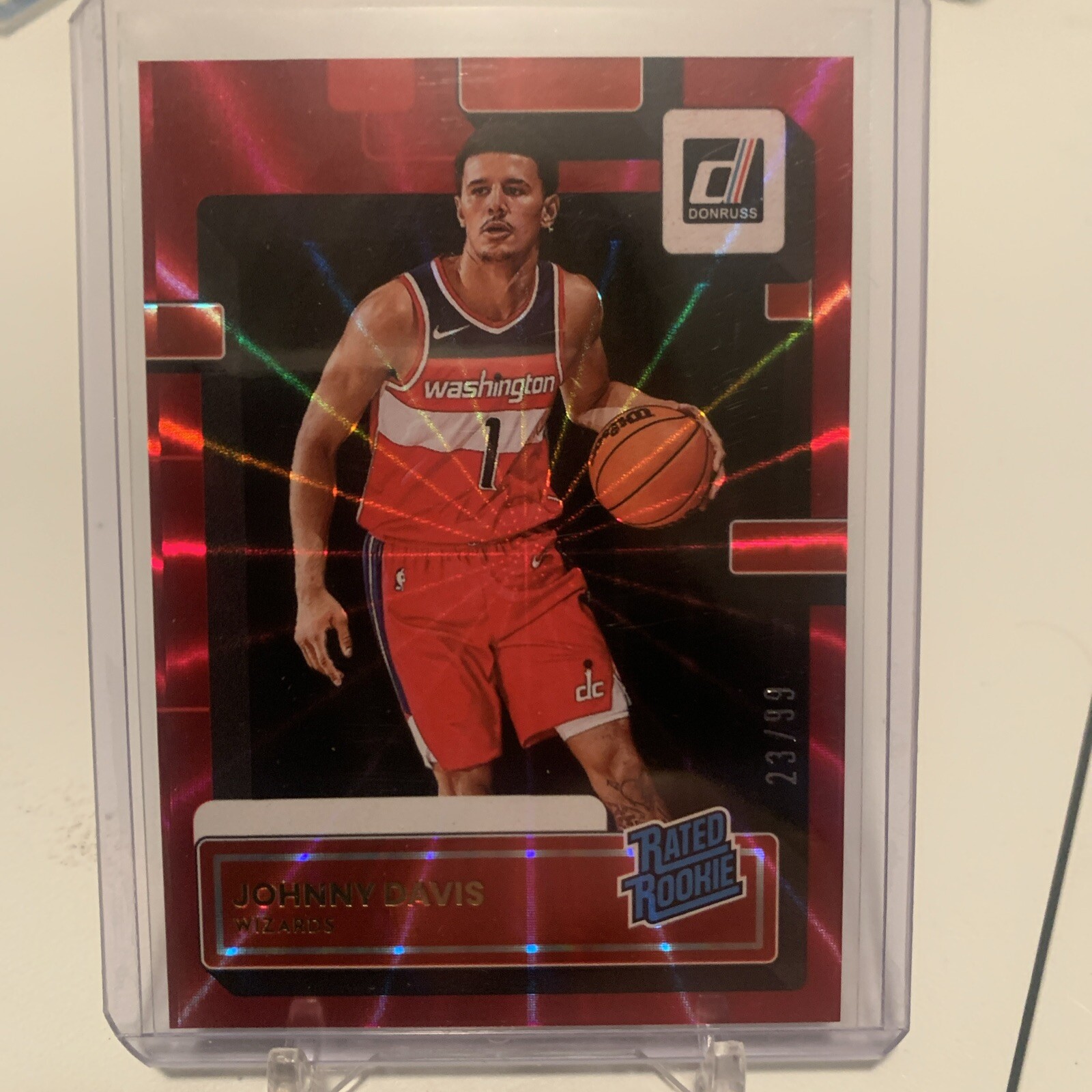 2022-23 Panini Donruss Rated Holo Red Laser /99 Johnny Davis #210 Rookie RC