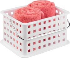 Portable Shower Caddy Basket W/ Handle College Dorm/Bathroom White Made in USA