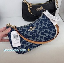 NWT Limited Coach Large Teri Crossbody Bag In Signature Denim CAF82