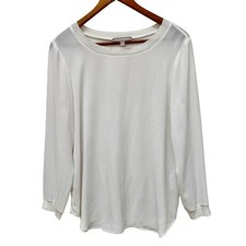 Banana Republic Womens White Mixed Media Long Sleeve Blouse Small Neutral Sheer