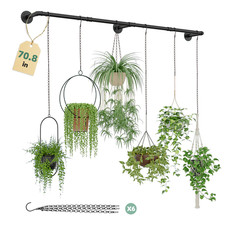 Bamworld Hanging Planter with 6 Chains Hanging Plant Holder Rod