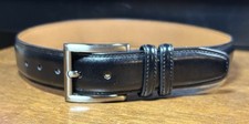 Kids Nautica Black Faux Leather Belt Sz 22 1-1/8  Wide Silvertone Bkl VGUC