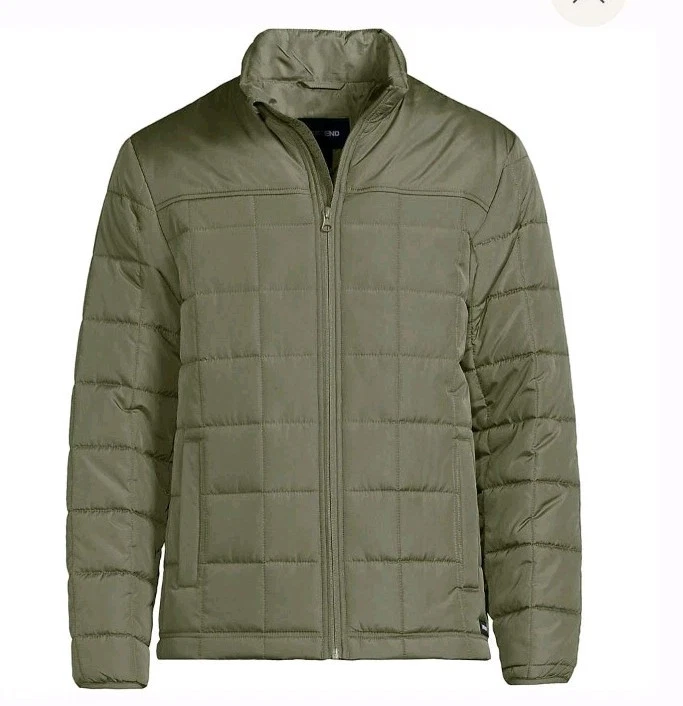 New Lands End JACKET 34 / 36 INSULATED Puffer COAT Small men Green
