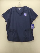 Scrubstar Unisex Scrub Top 3XL Indigo Blue Notch Neck Short Sleeve New