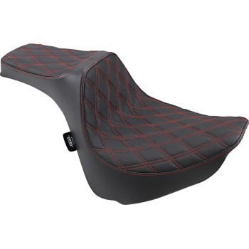 Drag Specialties 0802-1074 Predator III Seat Diamond Red Stitch - Fat Bob 18-24