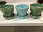 Lot of 3 MCCOY Basket Weave Flower Pot Planter/Saucer Plants 4" H- 4.25”W