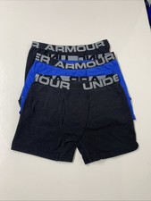 Under Armour YMD Cotton Stretch Boxer Jock 3 Pack Boxer Brief Black Blue
