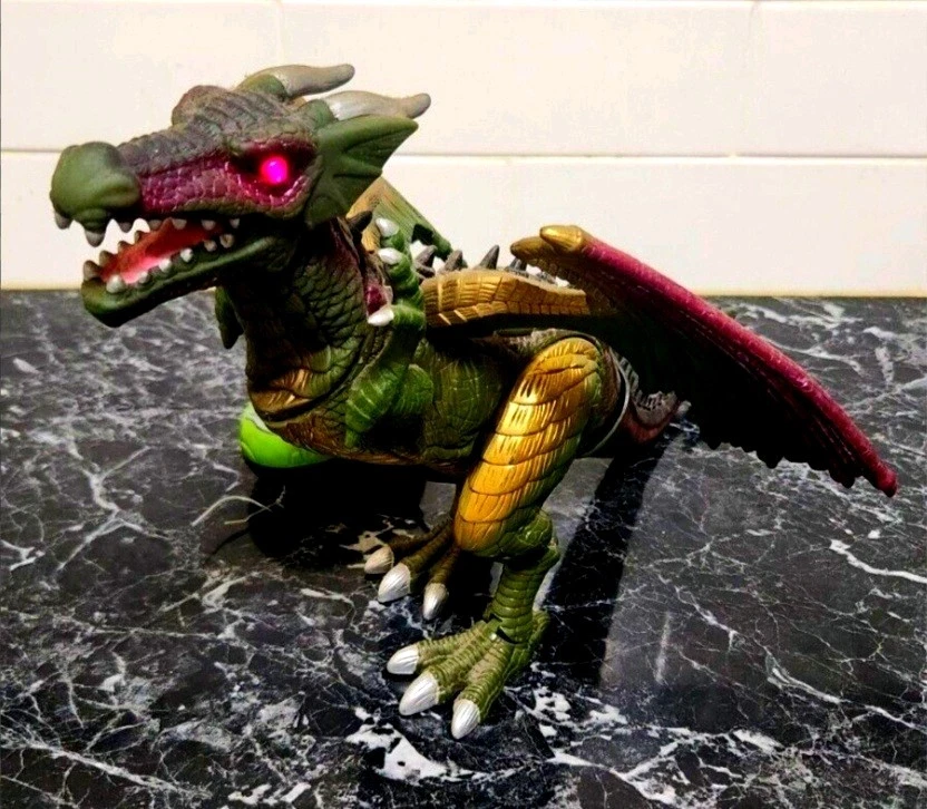 Mighty Megasaur Dragon-i-Toys Green Dragon Roars Light Up Eyes Animal Planet 18" - Image 2 of 4