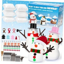 Build A Snowman Kit, 6 Pack Christmas Snowman Crafts for Kids, Modeling Clay