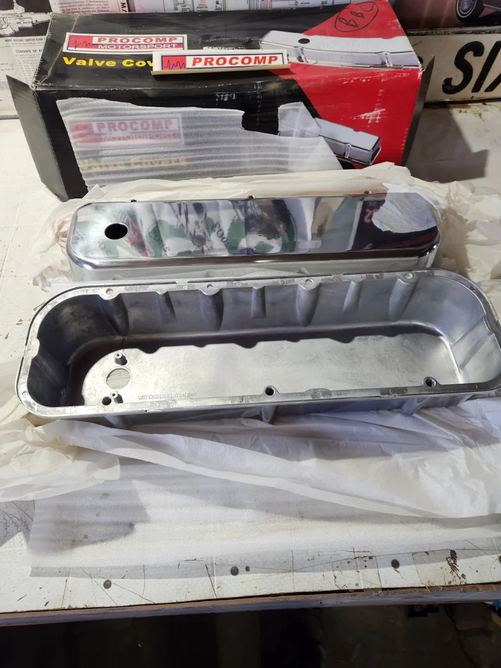 Big Block Chevy BBC Polished Aluminum Valve Covers With Hole Tall - Image 2 of 2