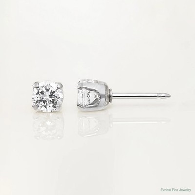 14K White Gold 3mm CZ Post Earrings