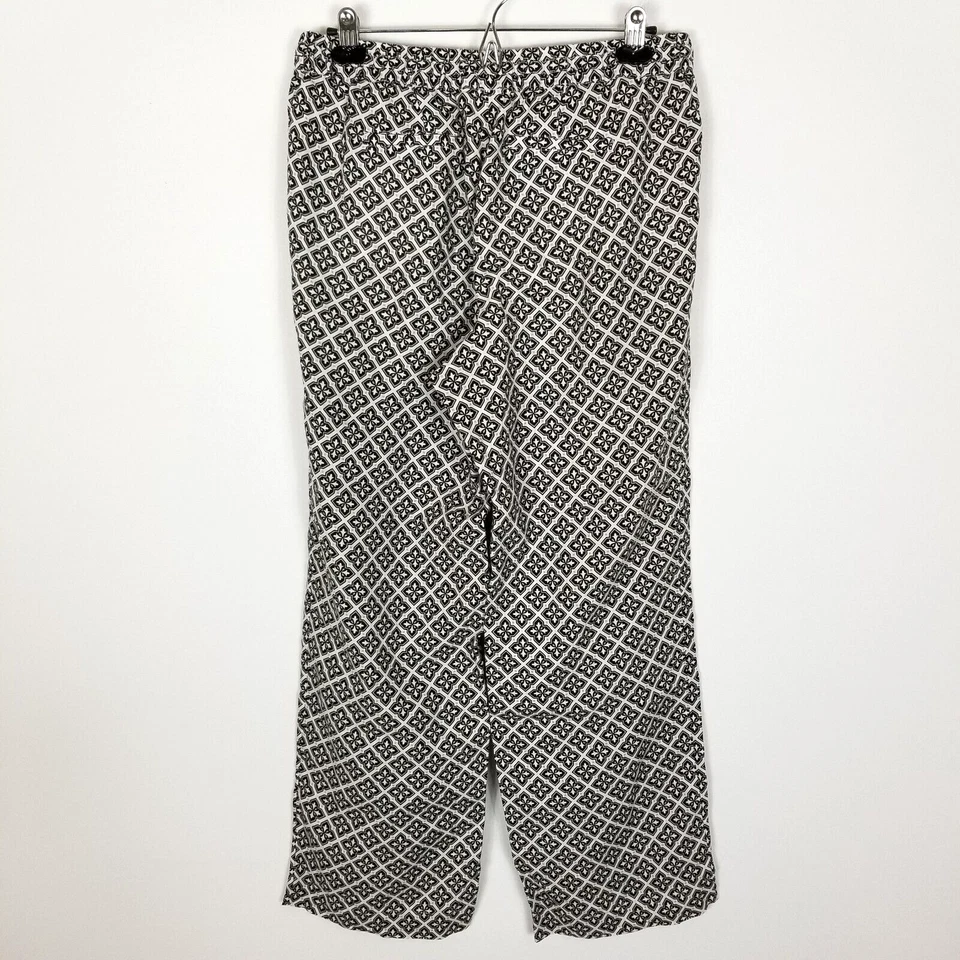 Pantalones Charter Club de Lujo para Mujer Estampado de Lino Pierna Ancha Talla M Cintura con Cordón Foto 3 de 4