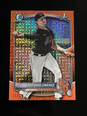 2025 Bowman 1st Chrome Antonio Jimenez Orange Mojo Refractor #16/25 #BDC-56 Mets