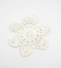 Crocheted Doily-Style 4-inch White Snowflake Ornament