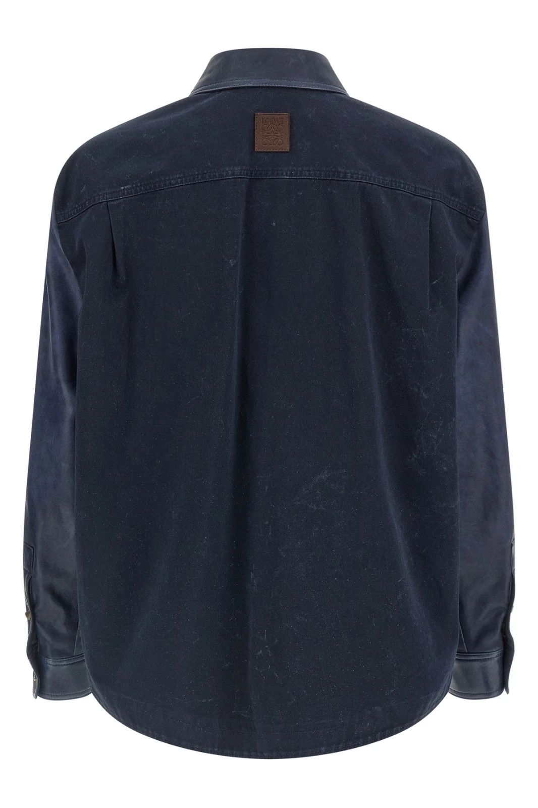 LOEWE Vintage Blue Leather and Denim Overshirt New & Authentic image 2