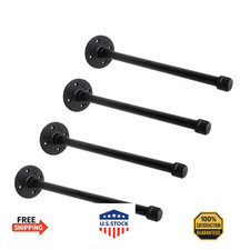 1/2" Industrial Black Iron Pipe Shelf Brackets Rustic Wall Mounted DIY Shelving