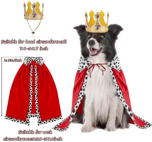Dog King Costume Cape Crown Halloween Pet