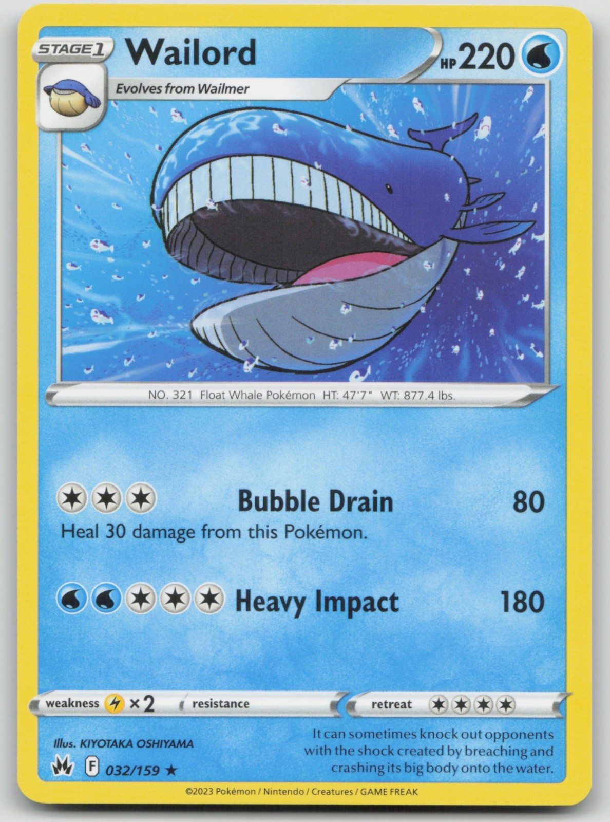 Wailord 032/159 SWSH: Crown Zenith Pokemon TCG Rare NM