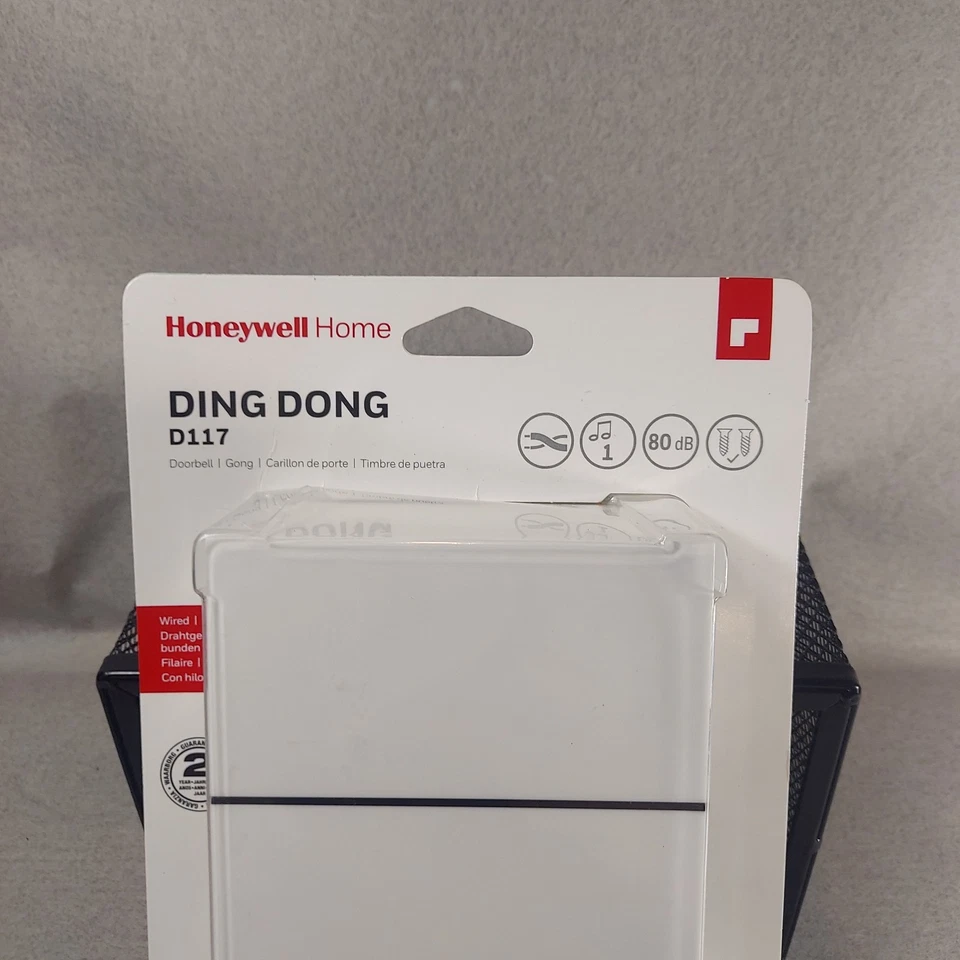 Timbre Honeywell Home Ding Dong clásico con cable blanco D117 nuevo sellado Foto 2 de 4