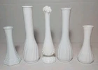 Lot of 5 Vintage Small Milk Glass Bud Vases 6"-9" Tall