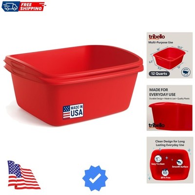 2-Pack Dish Pans for Kitchen Sink, Plastic Tub Dishpan Wash Basin and Foot Ba...