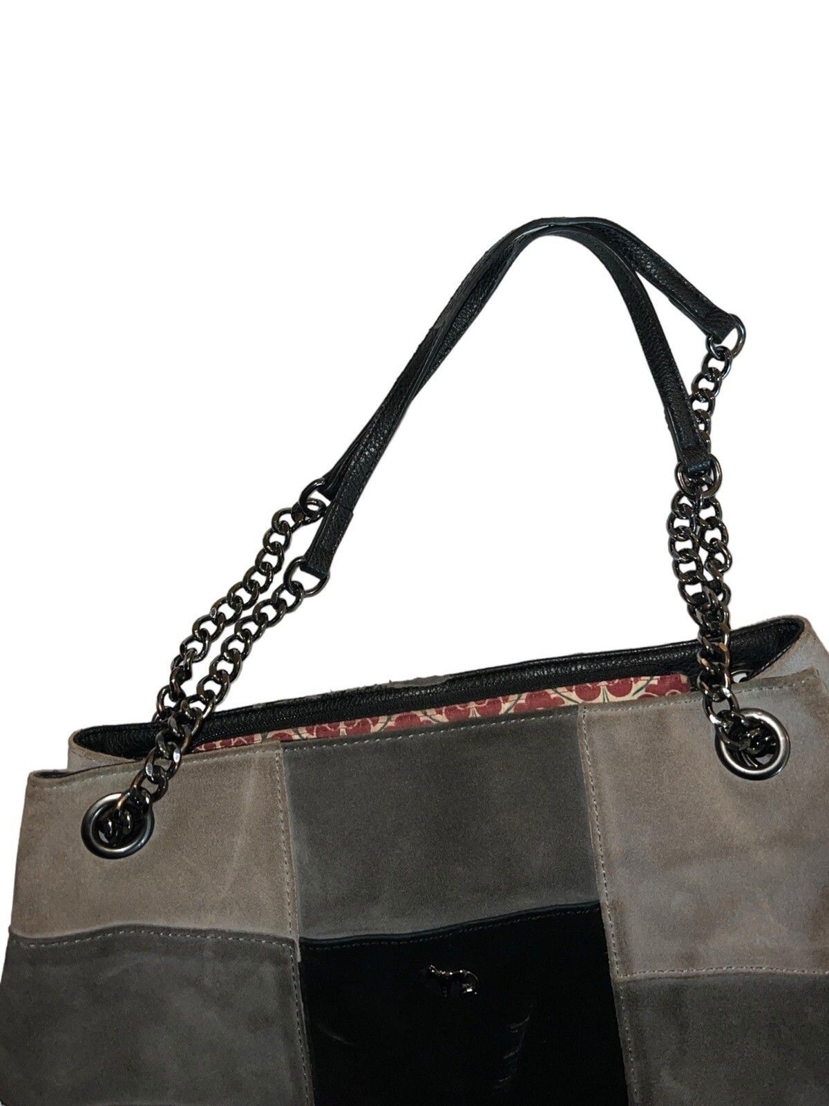 EMMA FOX Handbag Patchwork Suede Multicolored Sat… - image 7