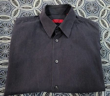 HUGO BOSS Slim FIt Men's Dress Shirt Black Pinstripe Size 16 32/33