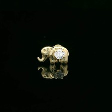 14K Gold Elephant Stud Earrings with Screw Backs   5mm x 9mm