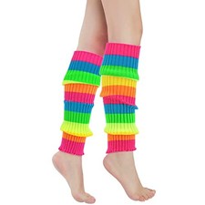 Leg Warmers for Women 80s Ribbed Knit Leg Warmer Custume One Size Rainbow