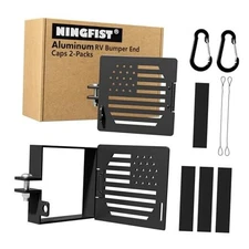 Aluminum RV Bumper End Cap 2-Pack, Fits 4-Inch Square Camper Flag Edition