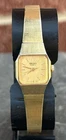 Vintage Seiko Watch Women 18mm Gold Tone Square 7321-5409 Works New Battery