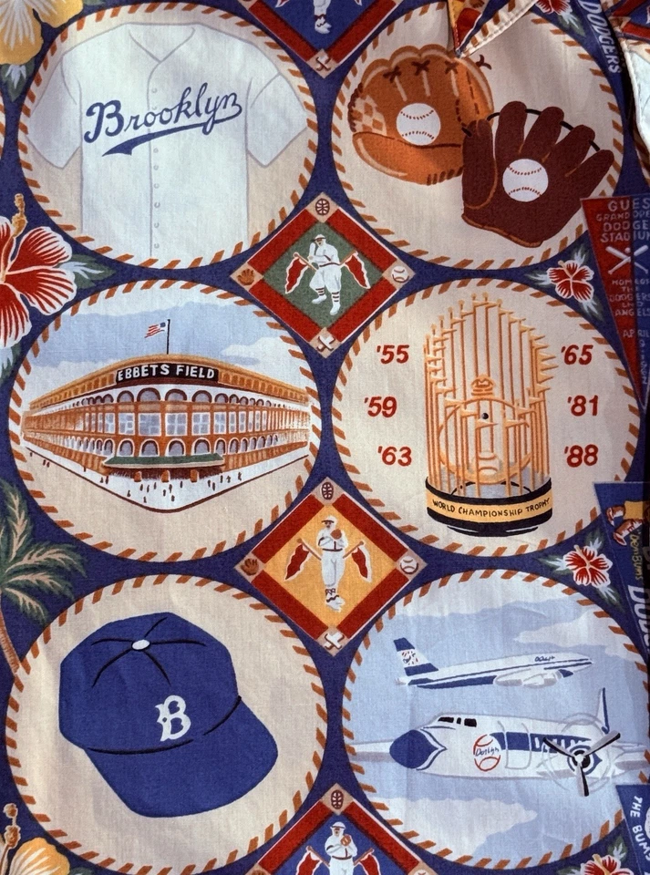 LOS ANGELES / BROOKLYN DODGERS 1999 REYN SPOONER HAWAIIAN SHIRT SZ: L - Image 2 of 3