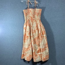 Aloha Republic Made in Hawaii Floral Beige and Orange Midi Dress Size Large